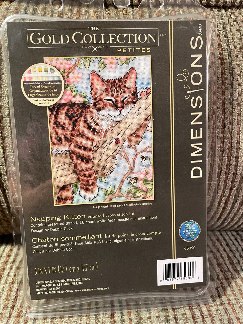 Gold Collection Petites "Napping Kitten" Cross Stitch Kit - Black & Brown